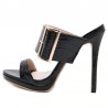 Sexy high heeled sandals with decorative buckle - leatherHigh heels