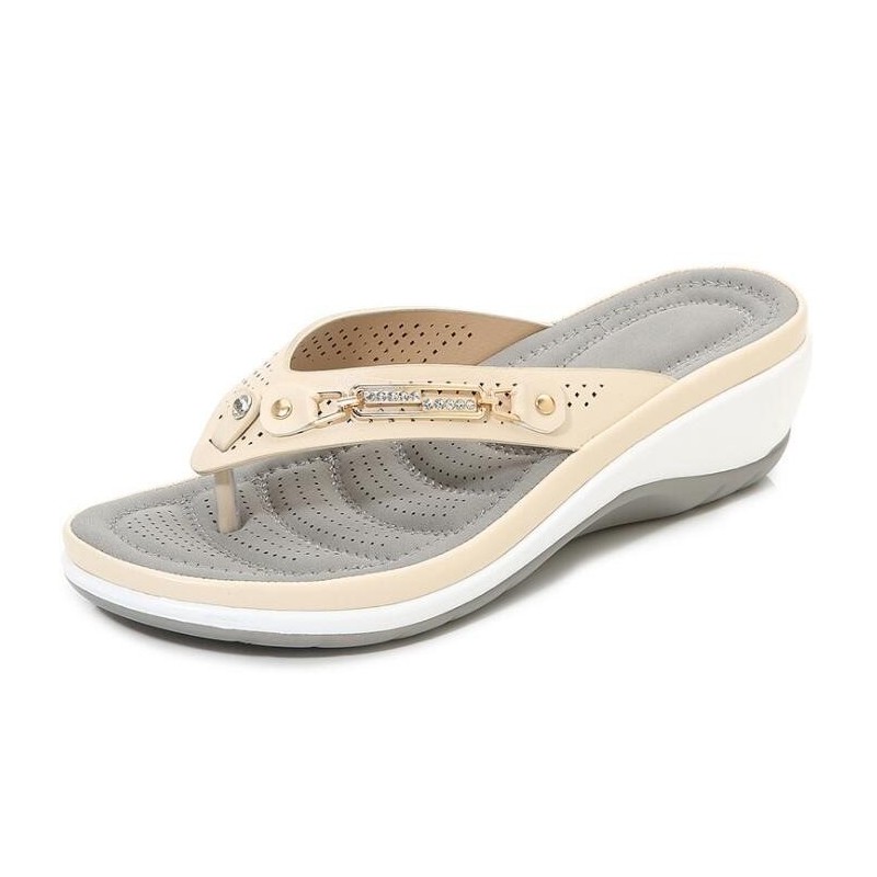 Elegant summer sandals - flip flops - metal and crystals decoration - comfortableSandals