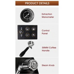 Coffee maker machine with milk frother for espresso / cappuccino - 15 Bar - 220VCoffee ware