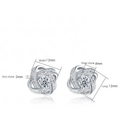 Exclusive small round earrings with crystals - 925 sterling silverEarrings