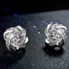 Exclusive small round earrings with crystals - 925 sterling silverEarrings