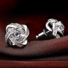 Exclusive small round earrings with crystals - 925 sterling silverEarrings