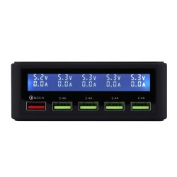 USB - 40W - 3.0 quick charger - Led display - 5-ports charging stationBattery & Chargers