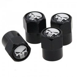 White/red skull - valve caps - 4 piecesWheel parts