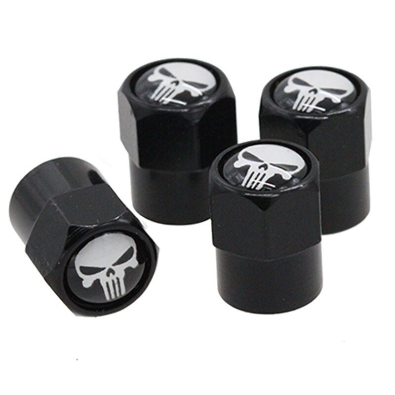 White/red skull - valve caps - 4 piecesWheel parts