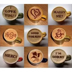 Coffee decoration - plastic stencil - 16 piecesCoffee ware