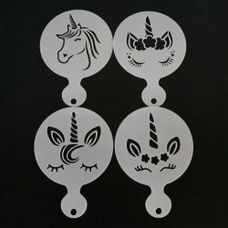 Unicorn coffee design - coffee art - stencils - 4 piecesCoffee ware