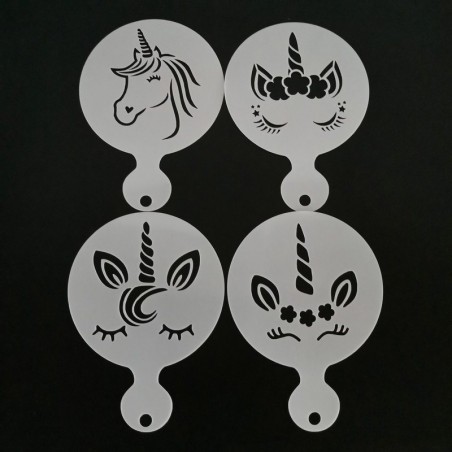 Unicorn coffee design - coffee art - stencils - 4 piecesCoffee ware