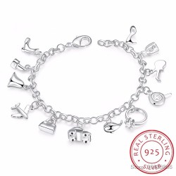 Pretty bracelet - 925 sterling silver - mixed crystalsBracelets