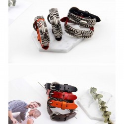 Punk leather bracelet - wrist band - orange- brownBracelets