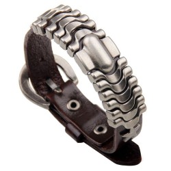Punk leather bracelet - wrist band - orange- brownBracelets