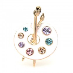 Painting Palette Brooches - Crystal - Enamel - Black - WhiteBrooches