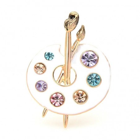 Painting Palette Brooches - Crystal - Enamel - Black - WhiteBrooches