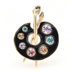 Painting Palette Brooches - Crystal - Enamel - Black - WhiteBrooches