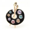 Painting Palette Brooches - Crystal - Enamel - Black - WhiteBrooches