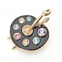 Painting Palette Brooches - Crystal - Enamel - Black - WhiteBrooches