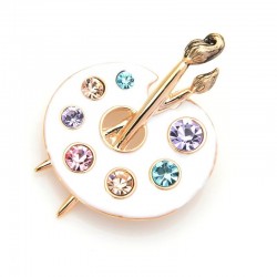 Painting Palette Brooches - Crystal - Enamel - Black - WhiteBrooches