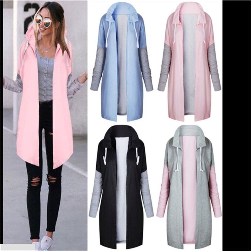 Women Coats - Casual - Hooded - Pink - Blue - BlackWomen's fashion