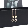 Crystal & hearts - double tassels - rose pink gold long earringsEarrings