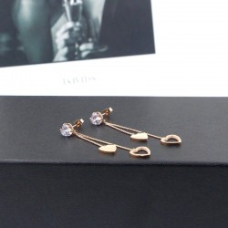 Crystal & hearts - double tassels - rose pink gold long earringsEarrings