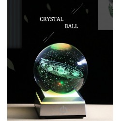 3D globe with 8 planets - crystal ball with base - laser engraved - LED night light - 8cmDecoration