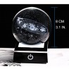 3D globe with 8 planets - crystal ball with base - laser engraved - LED night light - 8cmDecoration