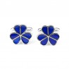 Silver cufflinks - blue enamel flowersCufflinks