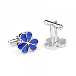 Silver cufflinks - blue enamel flowersCufflinks