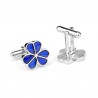 Silver cufflinks - blue enamel flowersCufflinks