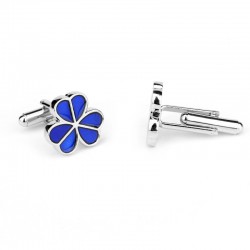 Silver cufflinks - blue enamel flowersCufflinks
