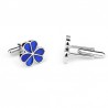 Silver cufflinks - blue enamel flowersCufflinks