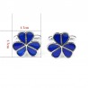 Silver cufflinks - blue enamel flowersCufflinks