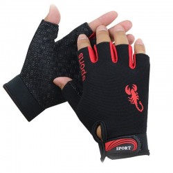 Sport gloves - non-slip - half finger - with scorpion pattern - unisexGloves