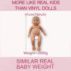 Realistic newborn - baby girl - soft silicone doll - 41cm - 2000gEducational