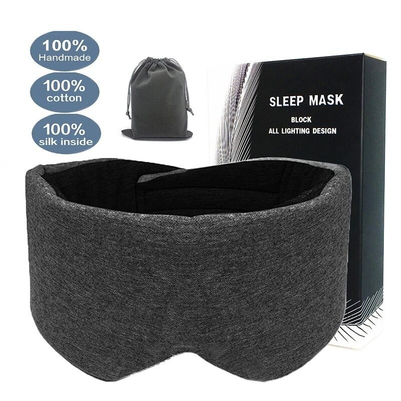 Silk - Sleeping Mask - Travel - Grey - BlackSleeping