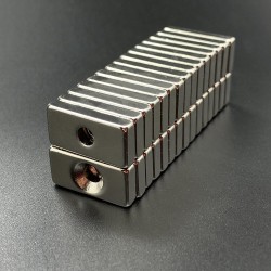 N35 Neodymium magnets - strong magnet block 20 * 10 * 4mm with 4mm hole - 10 piecesN35