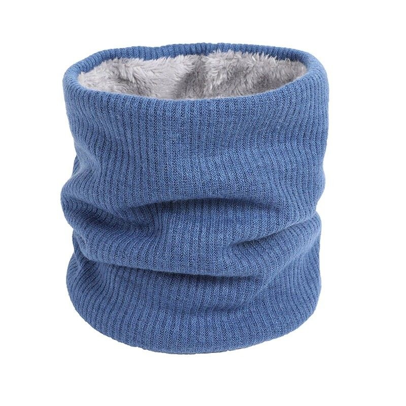 Knitted warm round scarf with plush - unisexScarves