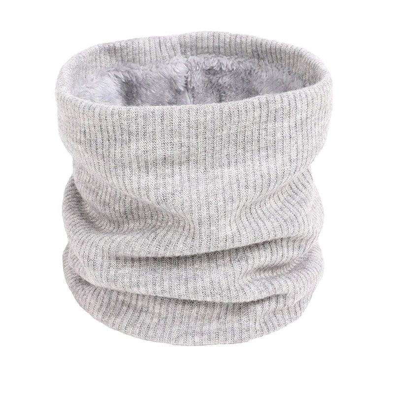 Knitted warm round scarf with plush - unisexScarves