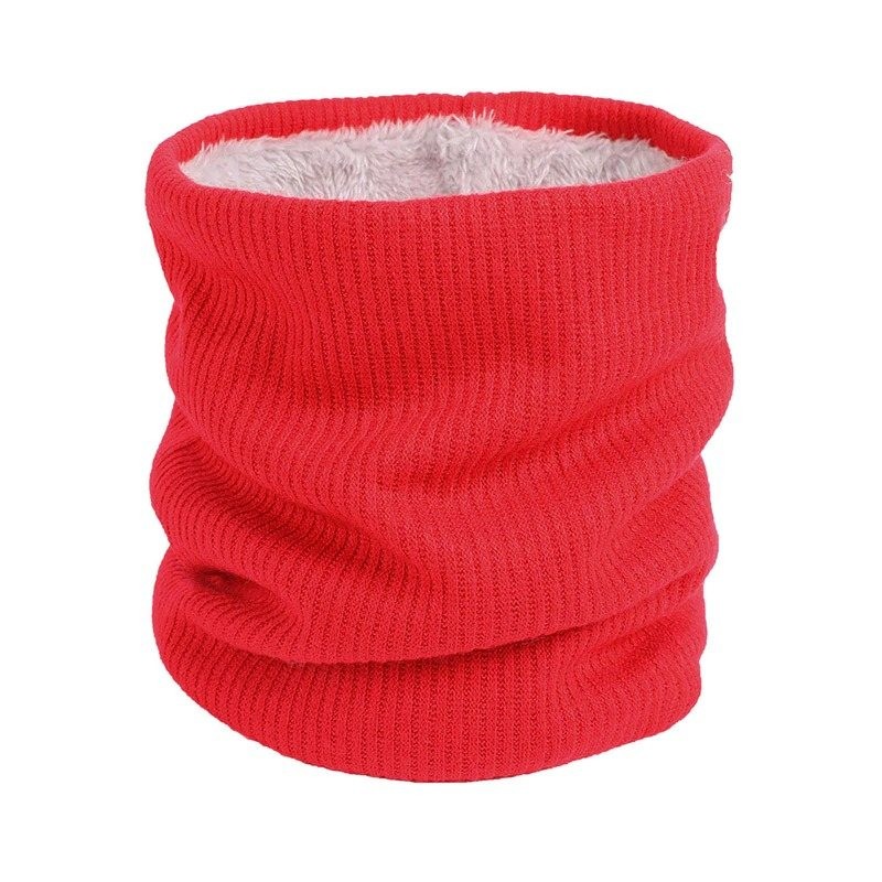 Knitted warm round scarf with plush - unisexScarves