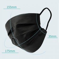 Protective face / mouth mask - disposable - 3-layer - black - 5 - 500 piecesMouth masks
