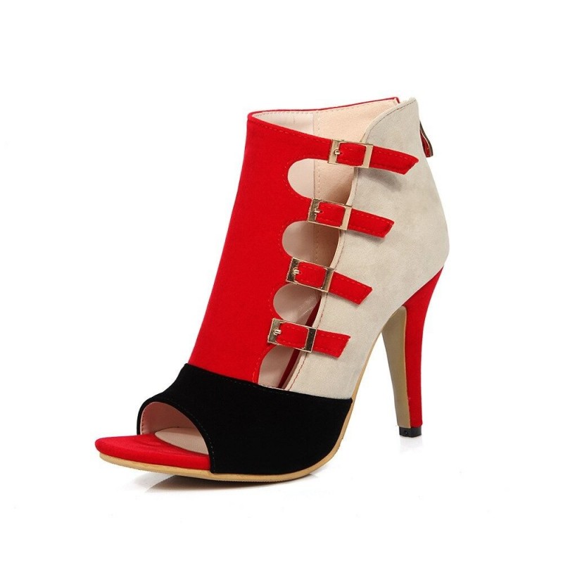 High heel pumps - sandals - with buckles & zipper - ankle lengthSandals
