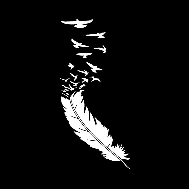 Feather with flying birds - vinyl car stickerStickers