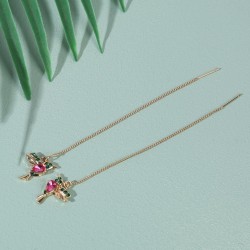 Elegant long earrings with crystal birdsEarrings