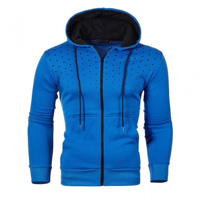 Warm hoodie with zipper - long sleeve - polka-dot printHoodies & Sweatshirt