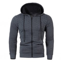 Warm hoodie with zipper - long sleeve - polka-dot printHoodies & Sweatshirt