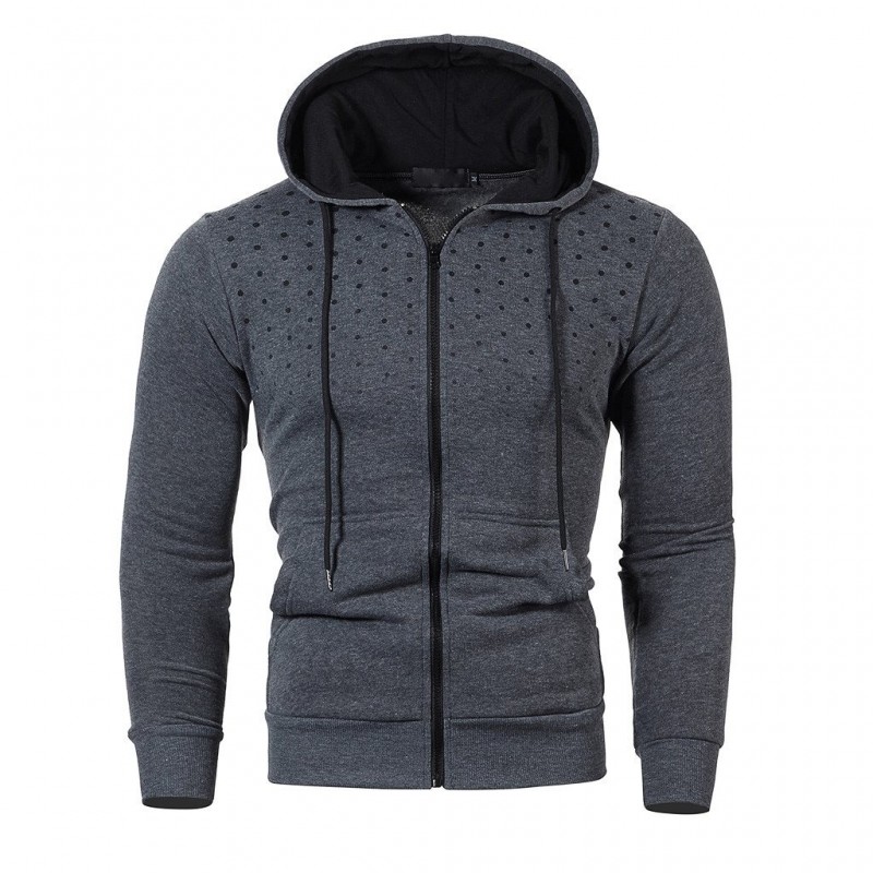 Warm hoodie with zipper - long sleeve - polka-dot printHoodies & Sweatshirt
