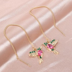 Elegant long earrings with crystal birdsEarrings