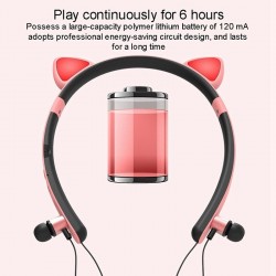 Bluetooth - wireless headset - microphone - in-ear headphones - Led luminous cat earsEar- & Headphones