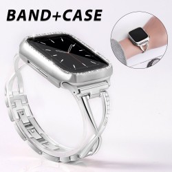 Stainless steel strap & protective case with crystals for Apple Watch 5/4/3/2/1Accessories
