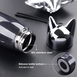 Double wall vacuum thermos - water bottle - thermal mug with fox ears - stainless steel - 320mlThermos bottles